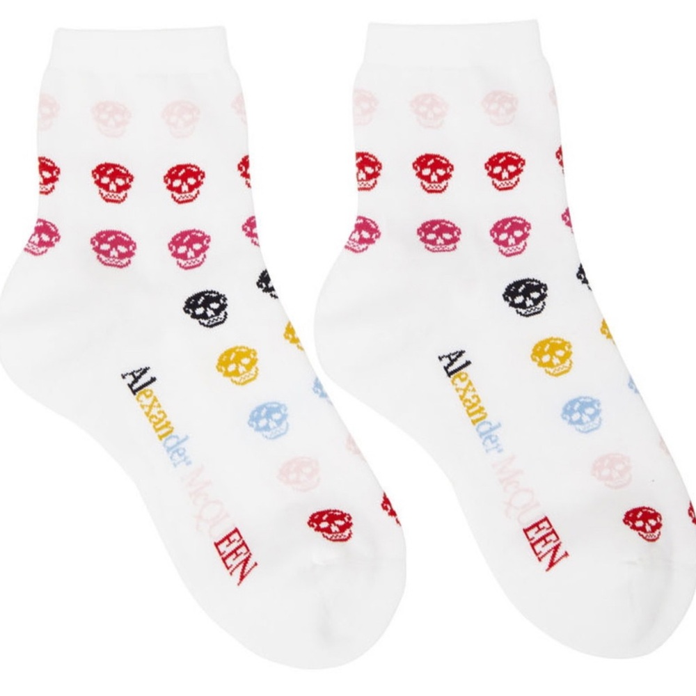 NWT Alexander McQueen Multicolor Multiskull Socks